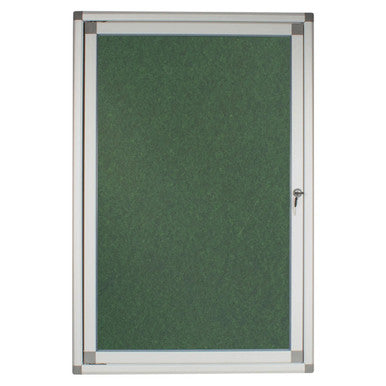 Hinged Pinning Display Case, Green-Coloured 900 x 600 mm Magnetic Notice Board with Aluminium Frame and Lockable Door.