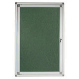 Hinged Pinning Display Case, Green-Coloured 900 x 600 mm Magnetic Notice Board with Aluminium Frame and Lockable Door.