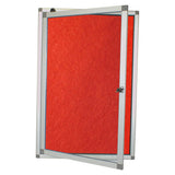 Hinged Pinning Display Case, 900 x 600 mm, Red, with Metal Frame and Door for Showcasing and Pinning Notices or Materials.
