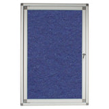 Hinged Pinning Display Case, 900 x 600 mm Royal Blue Colour with Metal Frame and Lockable Door.