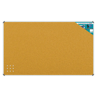 Info Board Aluminium Frame, 1500 x 1200 mm Beige - Durable Notice Board with Aluminium Frame for Office or Public Spaces