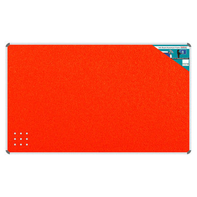 Product Info Board, Aluminium Frame - 1500 x 1200 mm - Burnt-Orange, with a Bright Burnt-Orange Surface and a White Aluminium Frame, Designed for Informational Purposes.