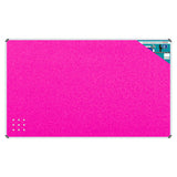 Product Info Board, Aluminium Frame - 1500 x 1200 mm - Pink, with a Vibrant Pink Notice Board Featuring Aluminium Framing and a Small Label in the Top Right Corner.