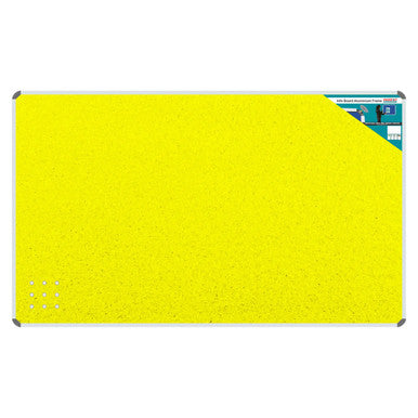 Product Info Board with Aluminium Frame, 1500 x 900 mm, Yellow Colour for Visibility and Information Display.