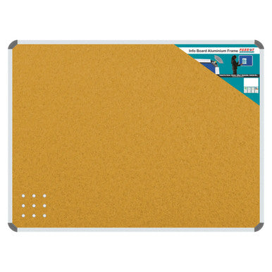 Product Info Board, Aluminium Frame - 600 x 450 mm - Beige, Signage Board with Beige Cork Surface and White Aluminium Framing for Office, School, and Business Use.