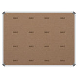 Product Info Board, Aluminium Frame - 600 x 450 mm - Grey, Front View of the Notice Board with a Grey Aluminium Frame and Brown Backing for Displaying Information.