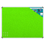 Product Info Board, Aluminium Frame with 600 x 450 mm Lime Green Surface.