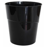Janitorial Waste Bin 10L, Black Plastic Trash Can with a Sleek, Cylindrical Design for Waste Management.