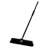 Janitorial Yard Broom Hard Bristle 450 mm JA0103, Black Broom with Durable Hard Bristles and Long Handle for Outdoor Cleaning Tasks.