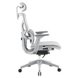 Jankz Body Balance High-back Office Chair, Modern Ergonomic Work Chair with Adjustable Armrests, Mesh Backrest, Cushioned Seat, and Five-Star Wheeled Base in White and Grey Colour.