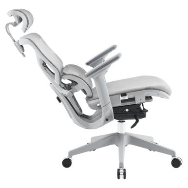 Jankz Body Balance High-back Office Chair, Ergonomic White Mesh Office Chair with Adjustable Headrest, Lumbar Support, and Casters for Mobility.