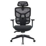 Jankz Body Balance High-back Office Chair, Ergonomic Black Mesh Chair with Adjustable Headrest, Lumbar Support, and Armrests.