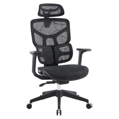 Jankz Body Balance High-back Office Chair, Ergonomic Black Mesh Executive Chair with Adjustable Headrest, Armrests, and Lumbar Support for Comfortable Seating