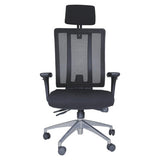 Jankz Human Ergo High-back Office Chair, Black Ergonomic Office Chair with Mesh Backrest, Adjustable Headrest, Armrests, and a Five-Star Wheeled Base.