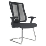 Jankz Human Ergo Visitor Office Chair, Black Mesh Ergonomic Visitor Office Chair with Swivel Seat, Armrests, High-back Support, and Chrome Sled Base.