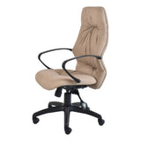 Tan Leather Jasmin High-back Office Chair by Office Stock South Africa, Featuring Tufted Seat and Backrest, Black Metal Armrests and Base, and Adjustable Functionality, Ideal for Comfort and Support as One of the Top Adjustable Office Chairs.