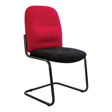 Kingston Side Visitor Office Chair by 67, Featuring a Red Backrest and Black Seat on a Metal Frame, Providing Comfortable Waiting Room Seating with a Sturdy Design and Ergonomic Build.