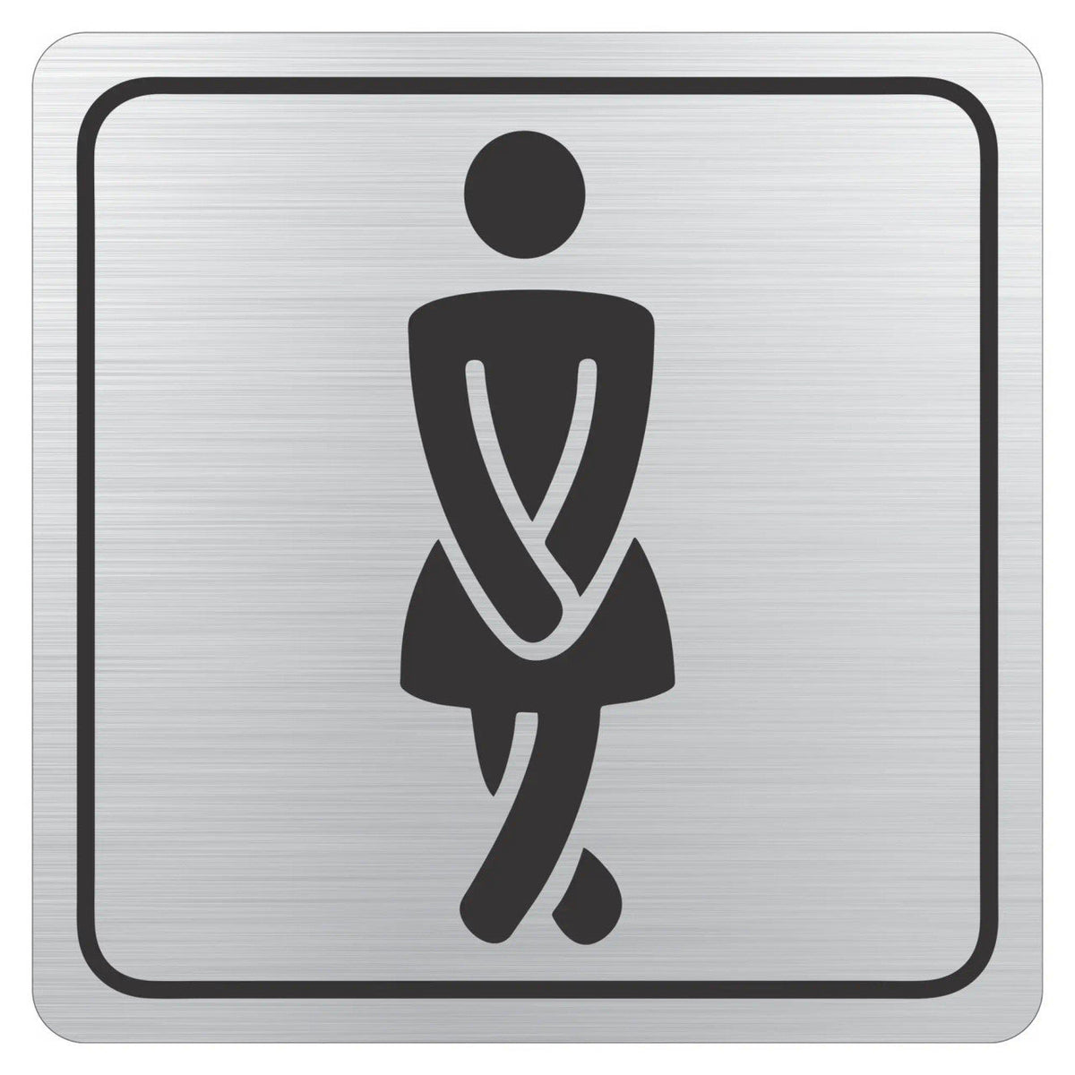 Ladies Toilet Symbolic Sign – Black Printed on Brushed Aluminium ACP (150 x 150mm)