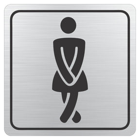 Ladies Toilet Symbolic Sign – Black Printed on Brushed Aluminium ACP (150 x 150mm)