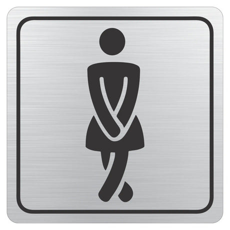 Ladies Toilet Symbolic Sign – Black Printed on Brushed Aluminium ACP (150 x 150mm)