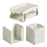 Life Steel Desk Set: Two-Tier Letter Tray, Paper Cube Holder & Pencil Cup