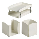 Life Steel Desk Set: Two – Tier Letter Tray, Paper Cube Holder & Pencil Cup