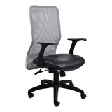 Black comfortable office chair with gray mesh back, adjustable armrests, and five-star base, featuring a high back design and sleek, modern aesthetic, from the 67 brand, showcasing a sturdy and ergonomic Lisa Mesh High-Back Office Chair.