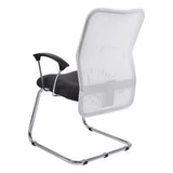 Lisa Mesh Visitor Office Chair by 67, a Waiting Area Chair with a Breathable Mesh Back, Black Cushioned Seat, and Silver Metal Frame, Showcasing Its Ergonomic Design and Stylish Look.