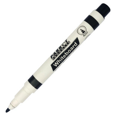Magnetic Whiteboard Marker with Eraser (Black Single) PW0101M, Close-Up of a Black and White Marker with an Integrated Eraser on Top.