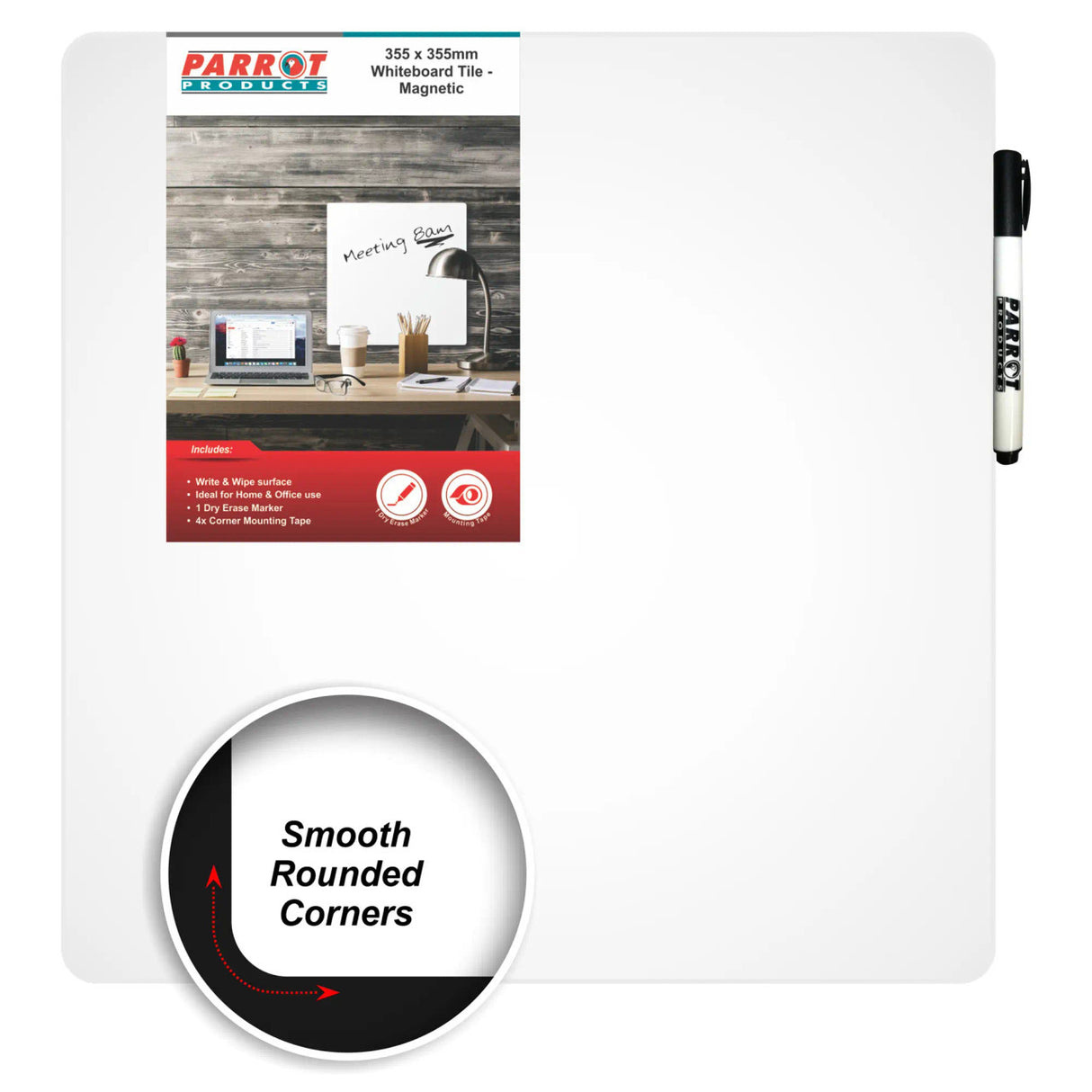 Magnetic Whiteboard Tile (355*355mm - White)