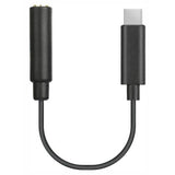 Male USB-C to 3.5 mm Female Audio Jack Adaptor, Black Compact Audio Adapter with USB-C and 3.5 mm Female Ports.
