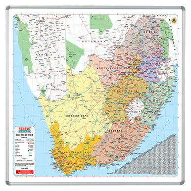 Map Board - South Africa, Magnetic White, 1230 x 1230 mm, GB2052, Detailed Map of South African Regions, Cities, Roads, and Landmarks.