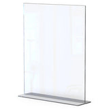 Product Menu Holder Acrylic Double-sided - A4 Portrait - Box 5 DP0204P-Z, Clear Acrylic Display Stand for Holding Menus in Double-sided Portrait Orientation.