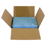 Micro Fibre Cloth Blue 280gsm (Box of 25), Image Showing a Box Containing Blue Microfiber Cloths Neatly Folded.