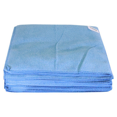 Micro Fibre Cloth Blue 280gsm (Box of 25), Folded Blue Microfiber Cloth with a Textured Surface for Cleaning and Polishing.