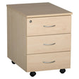 Mobile Pedestal, 3 Drawer Central Locking in Maple Melawood