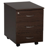 Mobile Pedestal, 3 Drawer Central Locking in Wenge Melawood