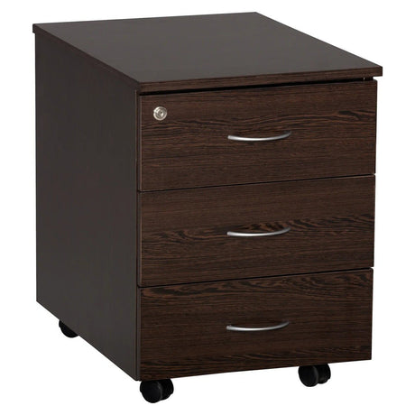 Mobile Pedestal, 3 Drawer Central Locking in Wenge Melawood