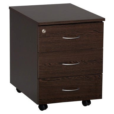 Mobile Pedestal, 3 Drawer Central Locking in Wenge Melawood