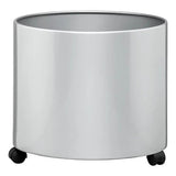 Mobile Round Solid Planter, Sleek Modern White Plant Pot on Wheels for Indoor or Outdoor Use.