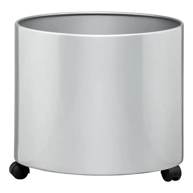Mobile Round Solid Planter, Sleek Modern White Plant Pot on Wheels for Indoor or Outdoor Use.