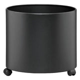 Mobile Round Solid Planter | KRO-040-040A, Black Cylindrical Planter on Caster Wheels for Indoor and Outdoor Use.