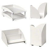 Modern Steel Two – Tier Desk Set: Letter Tray, Paper Cube Holder, Pencil Cup & Business Card Holder