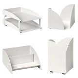 Modern Steel Two – Tier Desk Set: Letter Tray, Paper Cube Holder, Pencil Cup & Business Card Holder