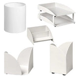 Modern Steel Two – Tier Desk Set: Letter Tray, Paper Cube Holder, Pencil Cup, Business Card Holder & Waste Paper Bin