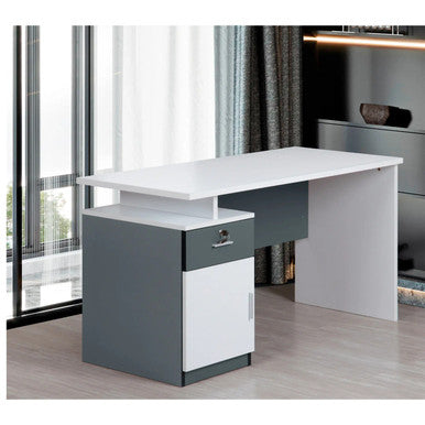 Modern Two Tone Colour Desk with Built in Desk Height Pedestal