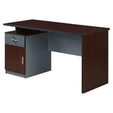 Modern Two Tone Colour Desk with Built in Desk Height Pedestal – Mahogany