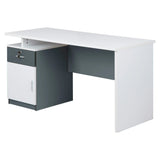 Modern Two Tone Colour Desk with Built in Desk Height Pedestal – White