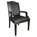 Moscow Medium-back Office Chair Fuc-Mb-Mo, Black Leather-Upholstered Office Chair with Wooden Armrests and Legs.