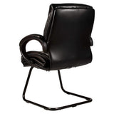 Mr Chairman Visitor Office Chair Isc, Black Leather Executive Office Chair with Padded Armrests and a Sturdy Black Metal Sled Base.